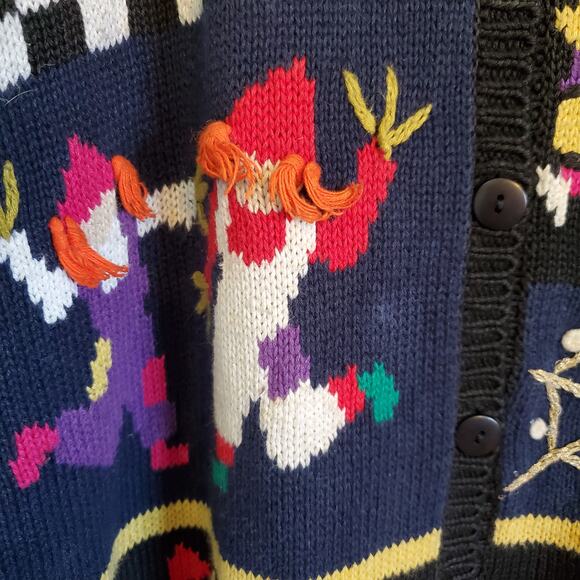 Vintage 80s Black Halloween Maximalist Embroidered Cardigan Sweater Kitschy - Picture 5 of 10